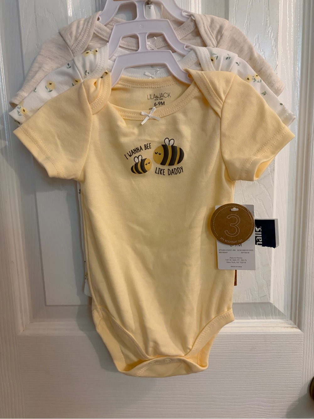Lila & Jack Infant Girls Set of Adorable Yellow Bodysuits Size 6-9 Months New